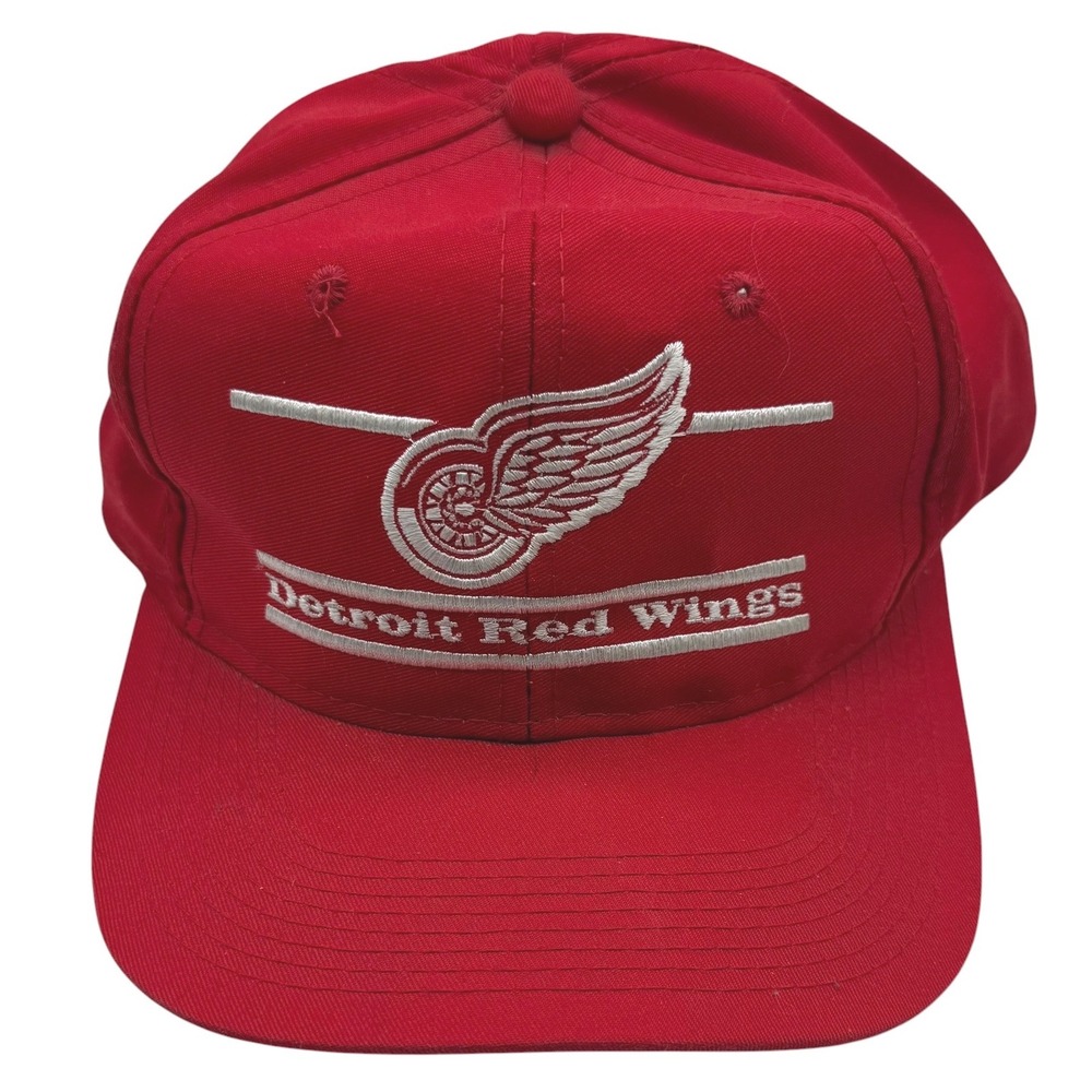 Vintage Detroit Red Wings The Game Snapback Hat Red NHL Hockey Cap Green Brim